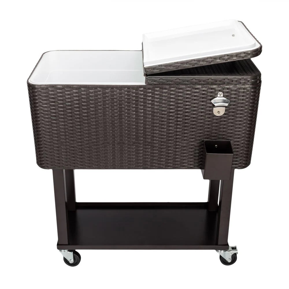 Outvita 80 Quart Rolling Ice Chest, Portable Bar Drink Cooler(Default Title)