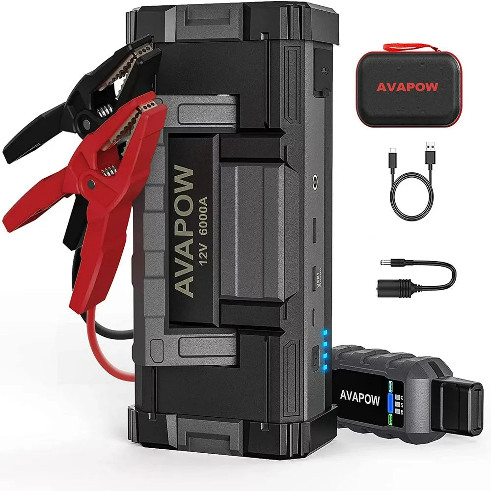 AVAPOW 6000A Car Battery Jump Starter with Dual USB Quick Charge and DC Output, 12V Jump Pack with Built-In LED Bright Light(Default Title)