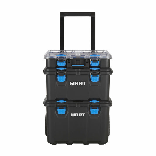 HART Stack System Mobile Tool Box, Modular Storage with Wheels, Telescopic Handle, Black  Blue(Default Title)