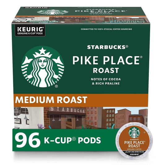 Starbucks Pike Place Roast Medium Coffee K-Cups 96-Count – 100% Arabica, Keurig Compatible(Default Title)