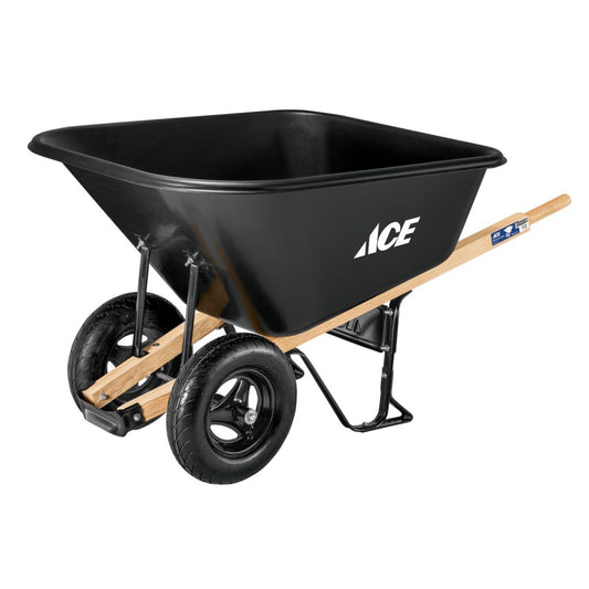 Ace 10 cu ft Poly Wheelbarrow with Dual 16′′ Pneumatic Tires and Hardwood Handles(Default Title)