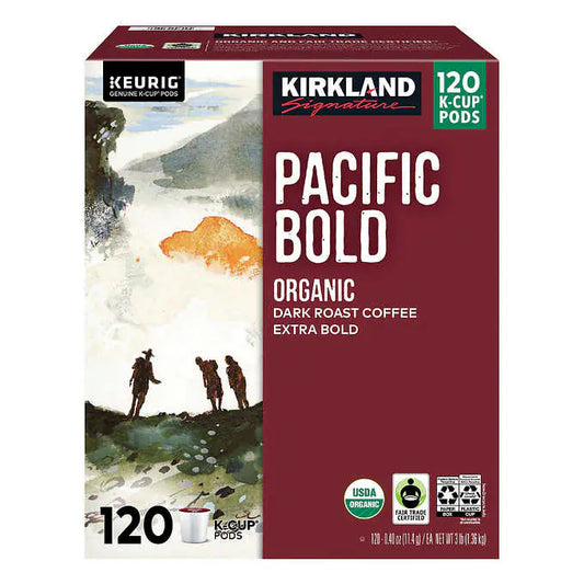 Kirkland Signature Organic Pacific Bold Dark Roast Coffee K-Cup Pods, 120 Count(Default Title)