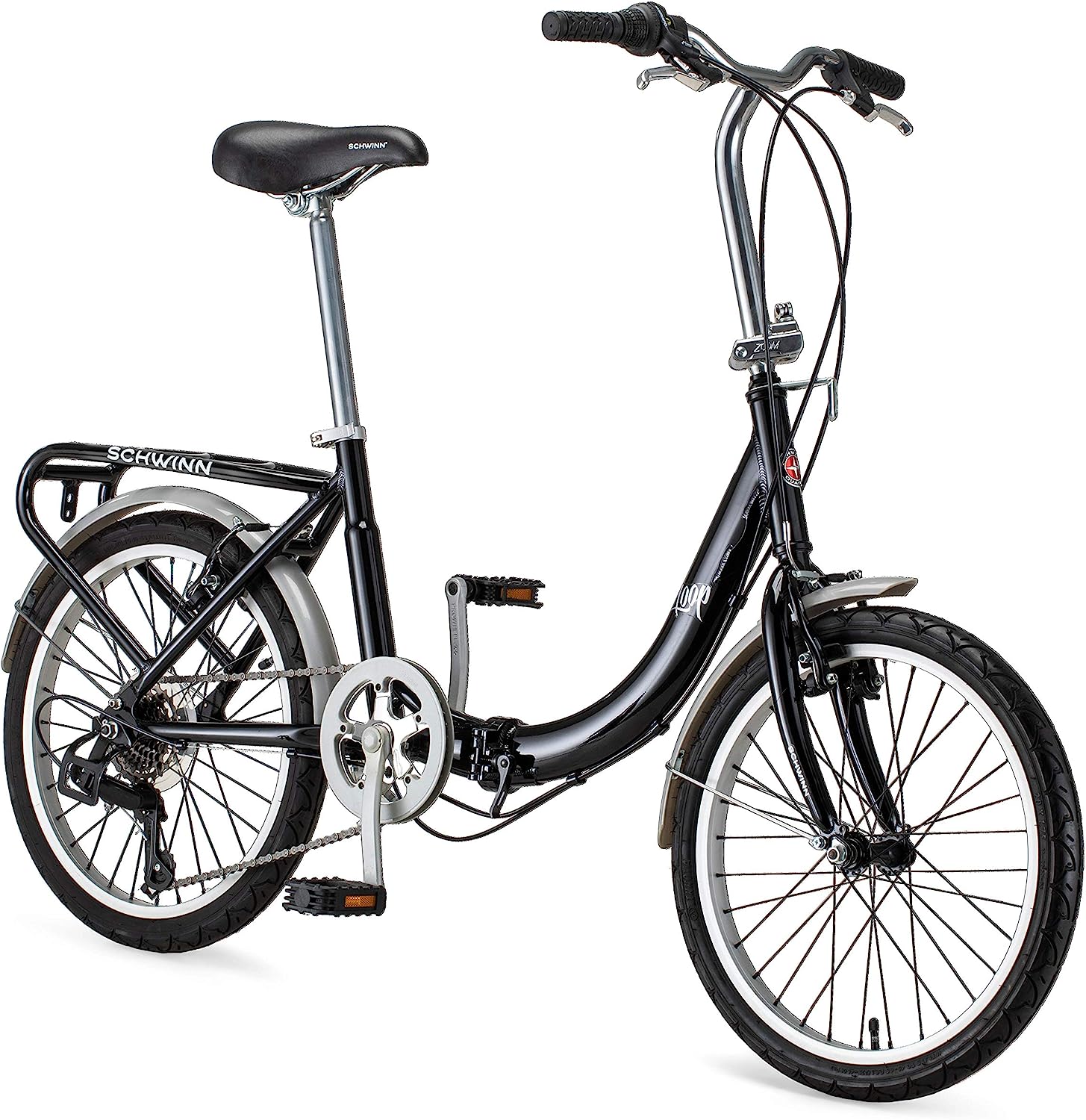 Schwinn Loop Adult Folding Bike, 20′′ Wheels, 7-Speed, Step-Through Frame, with Cargo Rack  Bag(Default Title)