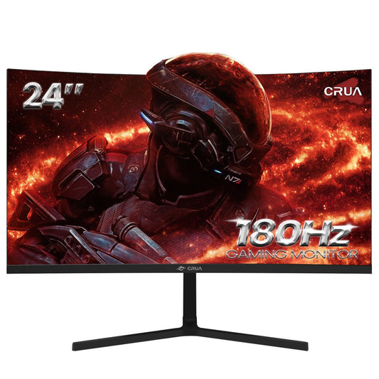 CRUA 24′′ Curved Gaming Monitor FHD 1080P, 180Hz, AMD FreeSync, VA Panel, HDMI/DP Ports, Black(Default Title)