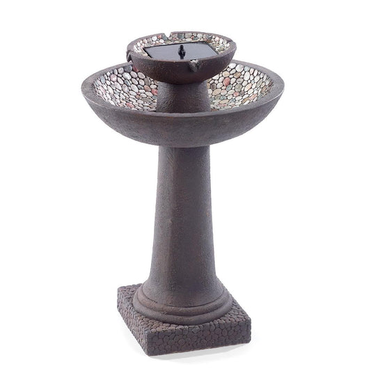 Smart Solar Riverstone 2-Tier Solar Fountain, Brown – Easy Install, No Wiring, 6-Hour Runtime, GFRC Construction(Default Title)