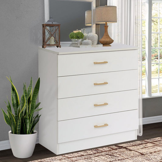 SEGMART 4-Drawer White Wood Dresser, Space-Saving Bedroom Storage, E1 Grade Particle Board(Default Title)