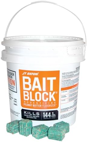 2025 JT Eaton 709-PN Bait Block Anticoagulant Rodenticide  Peanut Butter Flavor  for Mice and Rats (9 lb Pail of 144)