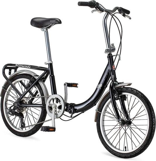 Schwinn Loop 7-Speed Folding Bike, 20′′ Wheels, Step-Through Frame, Rear Cargo Rack, Lightweight for Adults(Default Title)