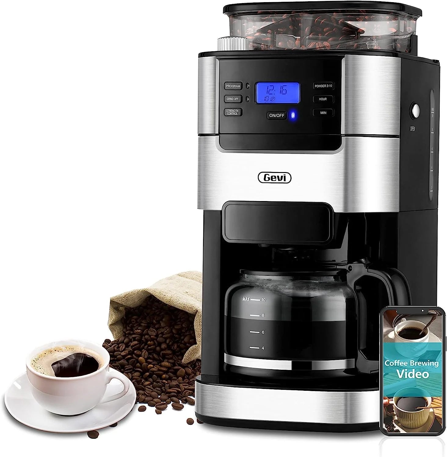 Gevi 10-Cup Coffee Maker with Built-in Grinder(Default Title)