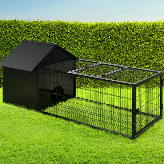 Weatherproof Metal Rabbit Hutch w/ Run  Secure Locks i.Pet