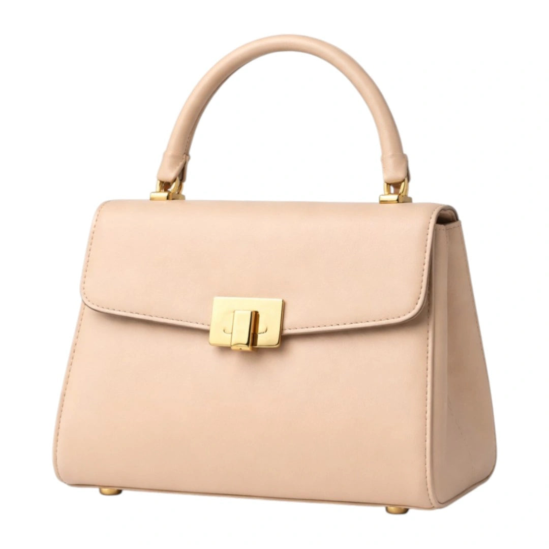 Fumir Elegant Beige Braided Handle Women Handbag