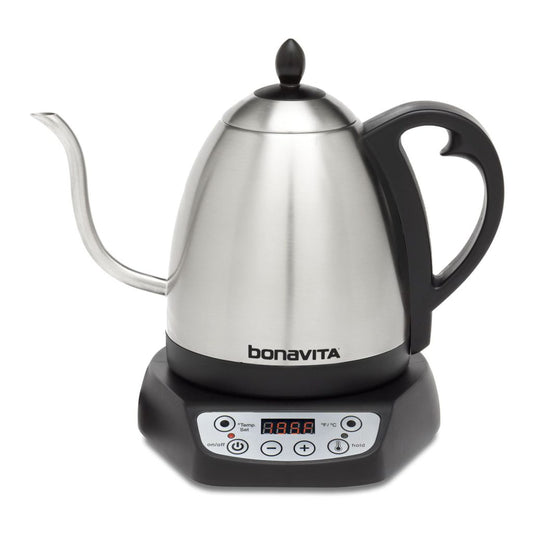Bonavita 1.0L Variable Temperature Gooseneck Electric Kettle, Silver, 1000W, Precise Pour Control(Default Title)