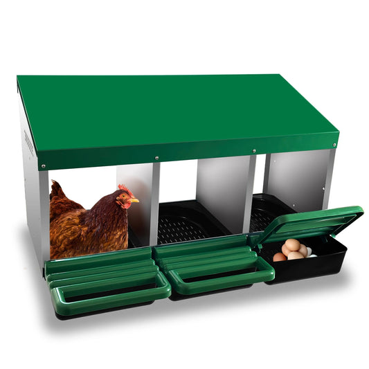 Eggluuz 3 Holes Roll Away Metal Chickens Egg Laying Nest Boxes(Default Title)