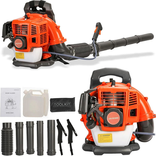ZTGD Backpack Gas Powered Leaf Blower Gasoline Backpack Grass Blower with Air-Cooled
