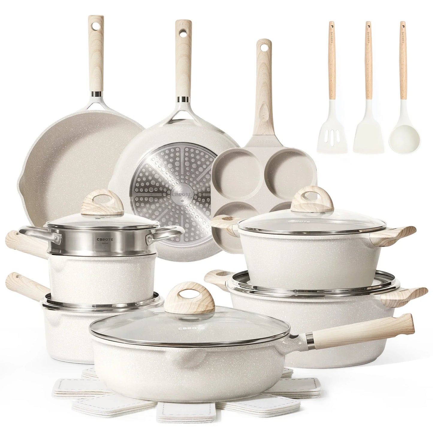 Carote Induction Kitchen Cookware Sets(21pcs Cookware Set)