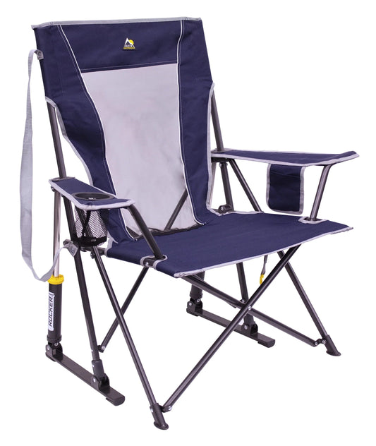 GCI Outdoor Comfort Pro Rocker Foldable Camp Chair, Indigo – Durable, Portable, with Beverage Holder  Phone Pocket(Default Title)