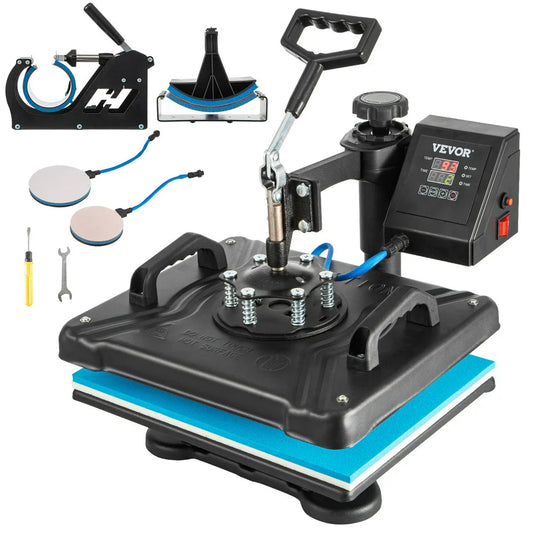 VEVOR 5 in 1 Heat Press Machine, Digital Multifunctional Sublimation for T-Shirts, Hats, Mugs, Caps, Plates, 360° Rotation, Easy Operation(Default Title)