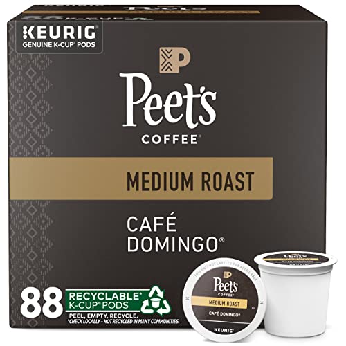 2025 Peet’s Coffee  Medium Roast K-Cup Pods for Keurig Brewers – Café Domingo 88 Count (4 Boxes of 22 K-Cup Pods)