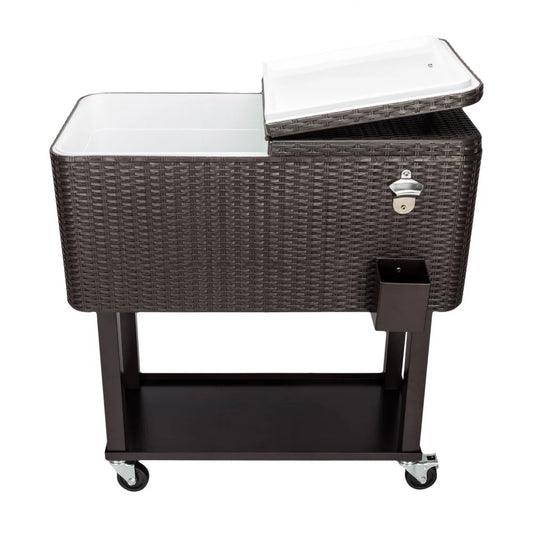 Outvita 80 Quart Rolling Ice Chest, Portable Bar Drink Cooler(Default Title)