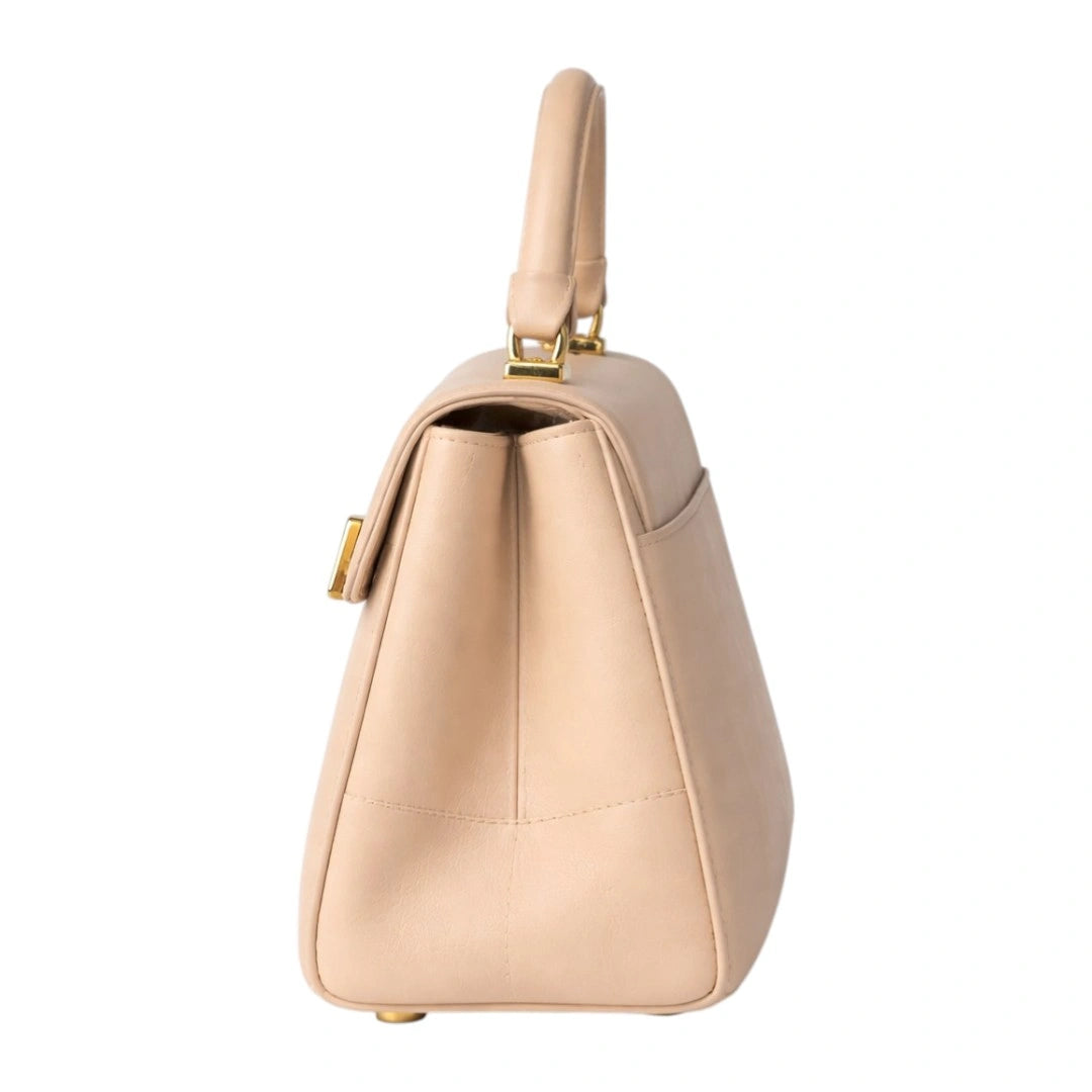 Fumir Elegant Beige Braided Handle Women Handbag