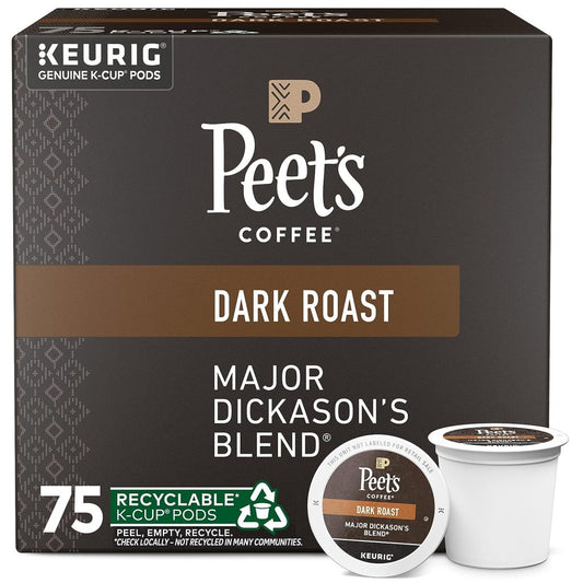 Peet’s Coffee Major Dickason’s Blend Dark Roast K-Cup Pods, 75 Count, Compatible with Keurig Brewers(Default Title)