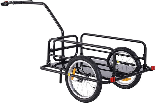 Aosom Foldable Bike Cargo Trailer, 80lbs Capacity, 16′′ Wheels, Black, with Hitch(Default Title)