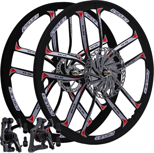 BBR Tuning 26′′ Heavy Duty 10-Spoke STAR Mag Wheel Set for Motorized Bikes, Disc Brake Compatible, Durable  Stylish Design(Default Title)