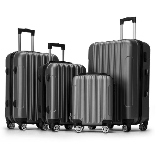 Zimtown 4 Piece Luggage Set – Durable ABS Hard Shell with TSA Lock  Double Wheels, Sizes 16′′-28′′, Rose Gold/Black/Dark Gray(Default Title)
