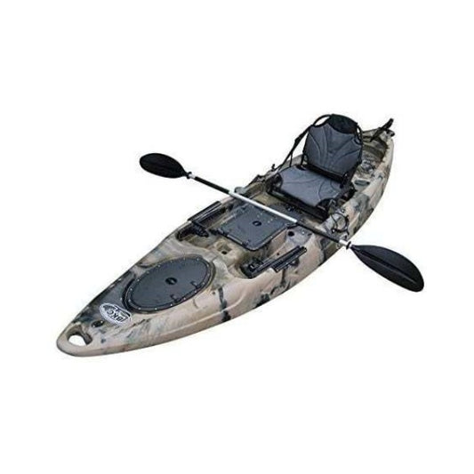 BKC UH-RA220 11.5 foot Riptide Angler Sit On Top Fishing Kayak with Paddles and Upright Chair and Rudder System Included (Camo)(Default Title)