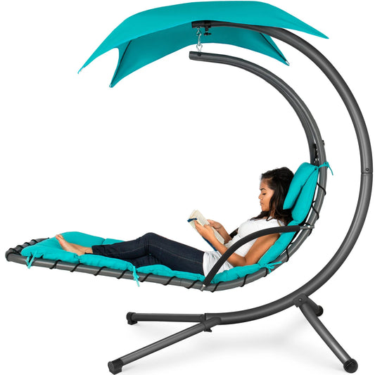 Best Choice Products Outdoor Hanging Curved Steel Chaise Lounge Chair(Default Title)