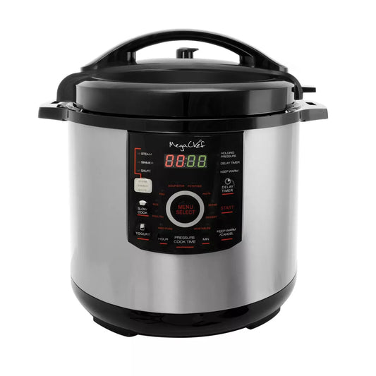 Megachef 12 Quart Steel Digital Pressure Cooker with 15 Presets and Glass Lid(Default Title)