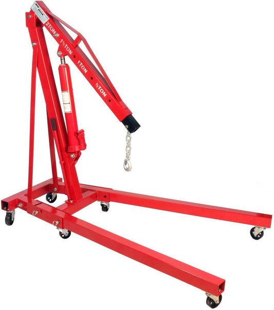 Dragway Tools 2 Ton Folding Hydraulic Engine Hoist Cherry Picker Shop Crane Hoist Lift with 6 Fully Rotating Caster Wheels(Default Title)
