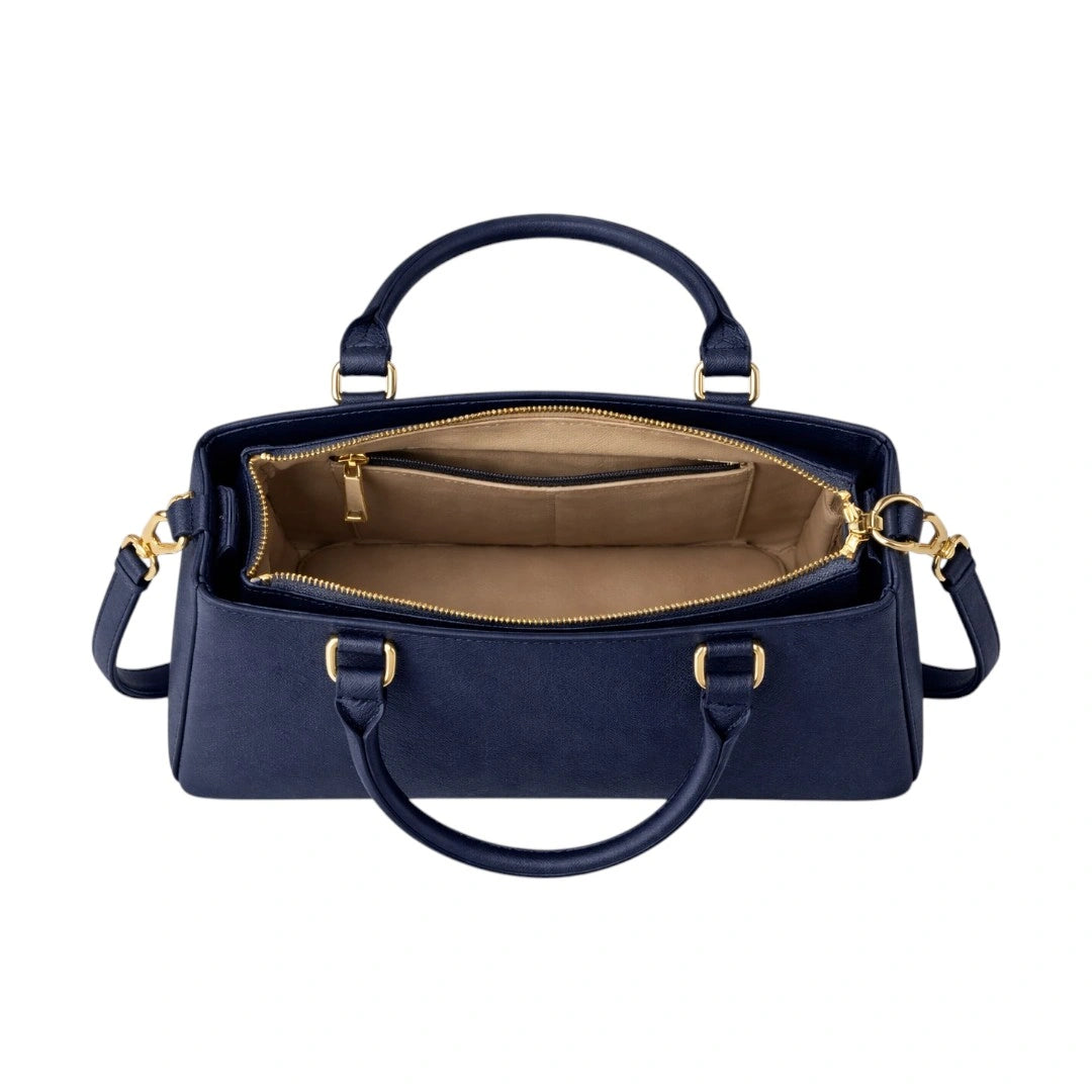 Fumir Elegant Dark Blue Braided Handle Women Shoulder Bag