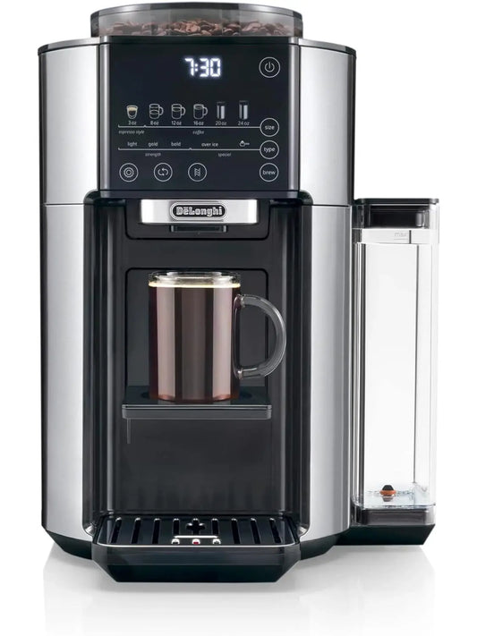 De’Longhi TrueBrew Drip Coffee Maker with Built-in Grinder, Programmable, 6 Brew Sizes, 5 Styles, Stainless Steel, Silver Black(Default Title)