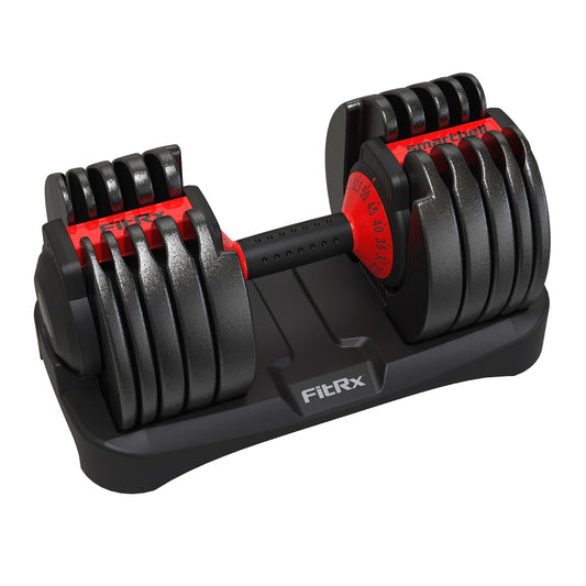 FitRx Smart Bell Adjustable Dumbbell 5-52.5 lbs, Quick-Select, Anti-Slip Handle, Home Gym Equipment(Default Title)