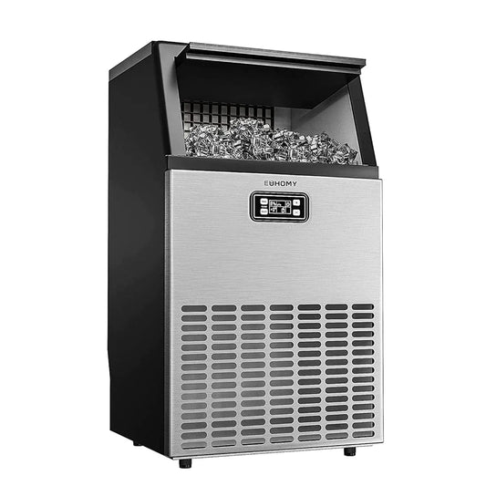EUHOMY Commercial Ice Maker Machine, 100lbs/24H Stainless Steel Under Counter