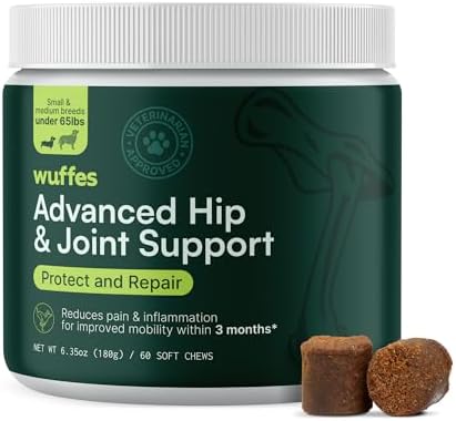 2025 Wuffes Chewable Dog Hip and Joint Supplement for Small  Medium Breeds – Glucosamine  Chondroitin Chews – Dog Joint Supplements  Vitamins – Extended Joint Care – 60 Ct
