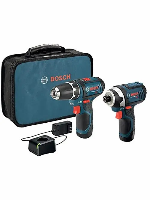 BOSCH CLPK22-120 12V Max Cordless 2-Tool 3/8 in. Drill/Driver and 1/4 in. Impact Driver Combo Kit with 2 Batteries, Charger and Case,Blue(Combo Kit/12V Kit)