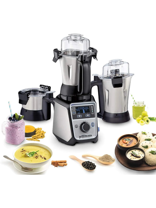 Hamilton Beach Professional 4-in-1 Juicer Mixer Grinder, Commercial-Grade 1400 Watt Motor, 120V, 3 Leakproof Jars, For Wet and Dry Spices, Chutneys and Curries, Engineered in India  USA (58770)(Default Title)