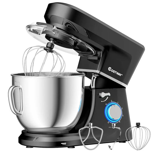 Costway 660W Tilt-Head Stand Mixer, 7.5 Qt, 6-Speed, Stainless Steel Bowl, Dough Hook, Black(Default Title)
