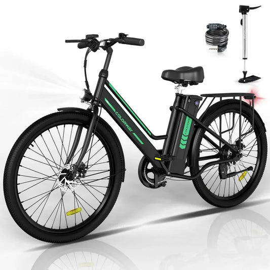 COLORWAY BK8 Women’s 26′′ Electric Bike, 500W Motor, 36V 12Ah Battery, Steel Frame, Disc Brakes(Default Title)