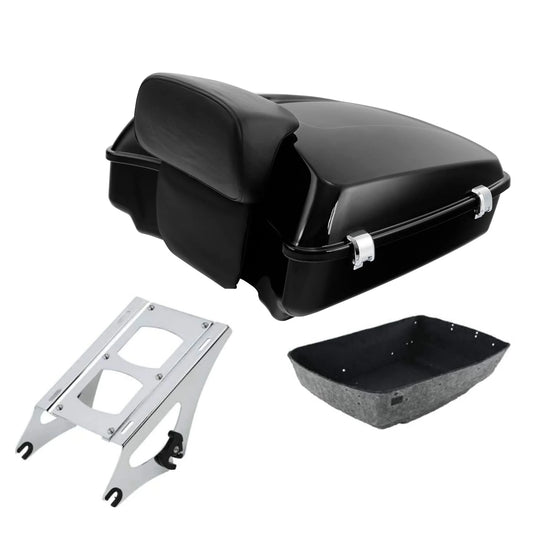 TCT-MOTORPARTS Chopped Tour Pack Pak Trunk w/Backrest  Mount Rack(Default Title)