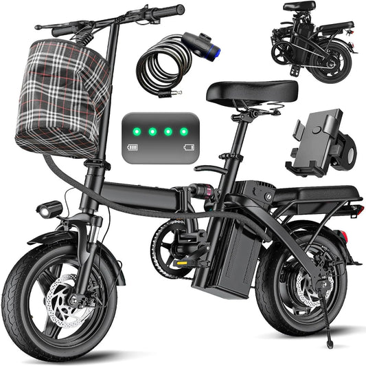 Electric bicycle for adults and teenagers, foldable e-bike for commuters and city use, foldable e-bike motor 48V 24MPH