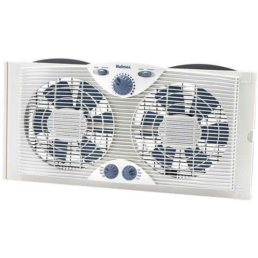 Holmes HAWF2041 Dual Blade Window Fan with Thermostat, 3 Speeds, Fits 24-37′′ Windows, White(Default Title)