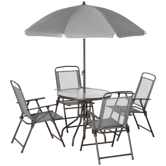 Outsunny 6 Piece Patio Dining Set for 4 with Umbrella(Default Title)