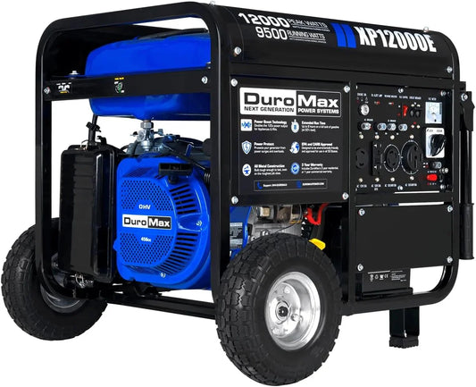 Portable 13000-watt generator with dual-fuel operation (gasoline  propane), electric start, emergency power supply for the whole house, switchable, suitable for motorhomes and emergencies