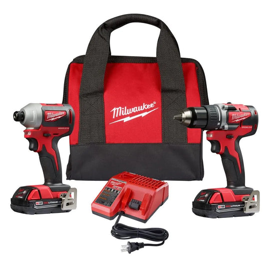 M18 18V Lithium-Ion Brushless Cordless Compact Drill/Impact Combo Kit (2-Tool) W/ (2) 2.0Ah Batteries, Charger  Bag 2892-22CT