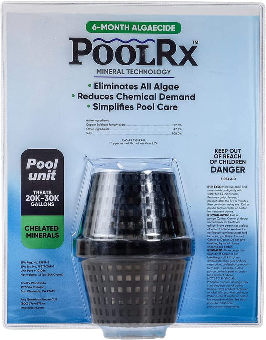PoolRx 6-Month Algaecide Unit #101066, Treats 20k-30k Gallons, Black – Simplifies Pool Care(Default Title)