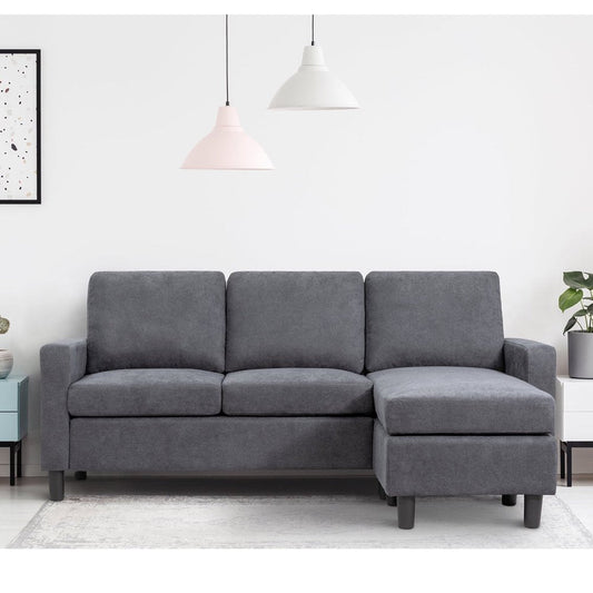 Walsunny Convertible Sectional Sofa, L-Shaped Linen Fabric Couch with Reversible Design and Movable Ottoman for Small Spaces(Default Title)