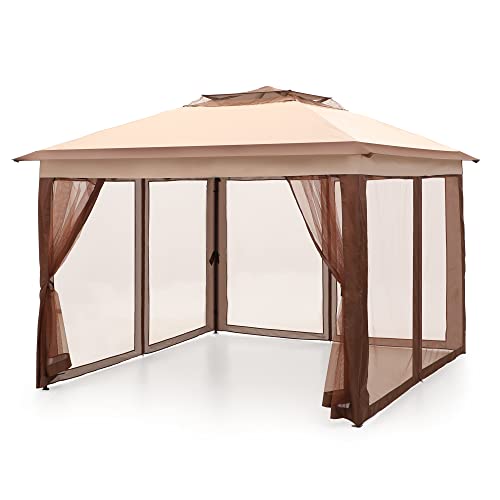 11x11ft Pop-Up Portable Instant Gazebo Canopy Tent with Mosquito Netting Outdoor Canopy Shelter with 121 Square Feet of Shade(Default Title)